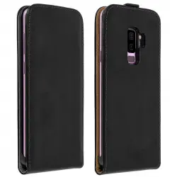 Avizar Funda Vertical de Cuero Negra para Samsung Galaxy S9 Plus