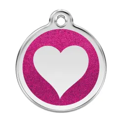 Placa identificativa Corazón Brillante Fucsia S