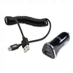 DCU Tecnologic Pack Cargador Coche USB 2.4A + Cable Micro-USB Rizado 1.5m