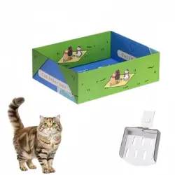 FurryFusion Paquete de 3 bandejas de arena desechables de papel para gatos - Artículo 3