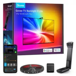 Govee TV Backlight 3 Lite Tira LED RGBIC+W WiFi/Bluetooth con Cámara para Televisores de 55"-65"