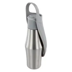 HausPets Botella de agua para perros de 750 ml, acero inoxidable gris - Artículo 1