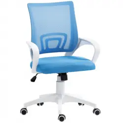 Homcom Silla De Oficina De Malla Con Altura Ajustable Carga 120 Kg Azul Claro