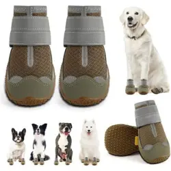 MCBOSON Zapatos protectores para perros con tiras reflectantes - cuatro zapatos