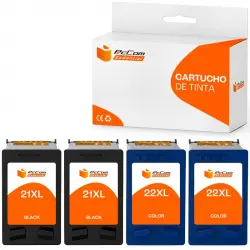 Pccom Essential HP 21XL/22XL Cartucho Tinta Compatible Negro/Tricolor Pack 2+2