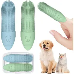 HausPets 2 cepillos dentales perro silicona 360° duradero - Juego de 2 pinceles