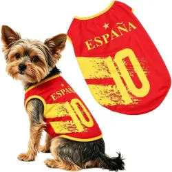HausPets Camiseta de fútbol para perros - España - España-M