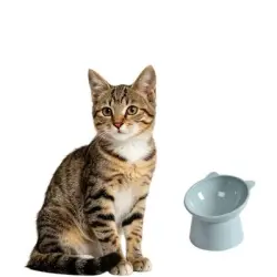 MCBOSON Comedero elevado azul inclinado antivómito para gatos - 1 artículo