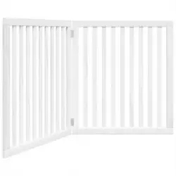 Puerta Para Perros Plegable 2 Paneles Madera Álamo Blanca 160cm Vidaxl