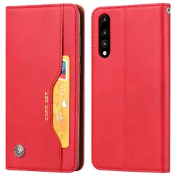 Avizar Funda Libro de Cuero Roja para Huawei P20 Pro