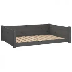 Cama Para Perros Madera Maciza De Pino Gris 95,5x65,5x28 Cm Vidaxl