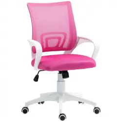 Homcom Silla De Oficina De Malla Con Altura Ajustable Carga 120 Kg Rosa