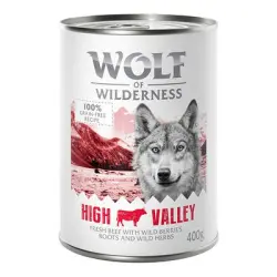 Pack ahorro: Wolf of Wilderness 12 x 400 g - High Valley, con vacuno