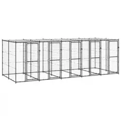 Perrera De Exterior De Acero Con Techo 12,1 M²