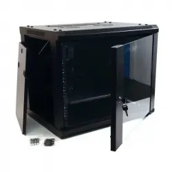 Powergreen Armario Rack Mural 19" 9U 600x450mm + Termostato + 2 Ventiladores + 1 Bandeja Fija