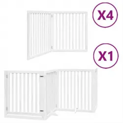 Puerta De Perros Plegable 12 Paneles Madera Álamo Blanca 960 Cm Vidaxl