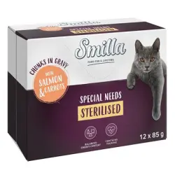 Smilla Bocaditos con verduras 48 x 85 g en oferta: 40 + 8 ¡gratis! - Sterilised con salmón y zanahorias
