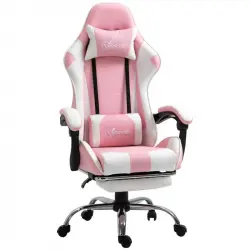 Vinsetto Silla Gaming Reclinable Reposacabezas Reposapiés 64x67x119-127 Cm Rosa