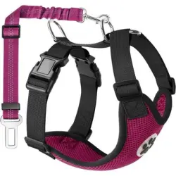 Pawffee Arnés rosa talla M transpirable para perros, seguro para el coche - 1 pieza