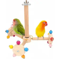ZooVenture  de percha giratoria para pájaros de madera natural - 3 soportes