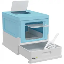 Caja De Arena Plegable Para Gatos De Pp 47,5x35,5x36,7cm-pawhut.azul