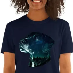 Mascochula camiseta mujer noche estrellada personalizada con tu mascota azul marino