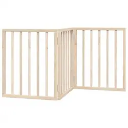 Puerta Para Perros Plegable 3 Paneles Madera De Álamo 150 Cm Vidaxl