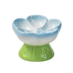 UAMLY Cuenco de cerámica elevado para gatos que comen despacio - azul