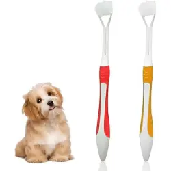 HausPets 2 cepillos dentales perro gato – Rojo/amarillo - Rojo/Amarillo