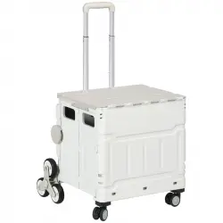 Homcom Carrito De La Compra Con 4 Ruedas Capacidad 35l 48x43x95 Cm Blanco