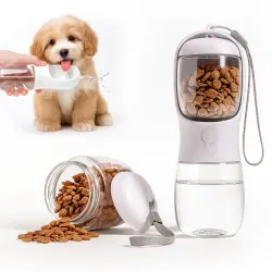 TheKingPet Bebedero y Dispensador de Snacks para perros y gatos - 300 ml + 150 g