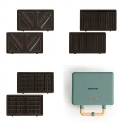 Create Stone Studio Sandwichera Grill Y Gofrera Intercambiable Doble 800W Sage