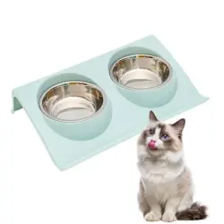 FurryFusion Comedero doble para gatos que se inclina hasta 15° - Azul