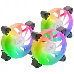 Mars Gaming MF-3A Kit 3x Ventiladores FDB 120mm ARGB Rainbow 360º sin Marco Doble Conector Negro