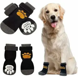 Pawffee 4 calcetines antideslizantes para perros (2 pares) con correas - 1 pieza