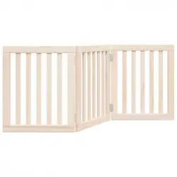 Puerta Para Perros Plegable 3 Paneles Madera De Álamo 150 Cm Vidaxl
