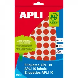 Apli 02732 Etiquetas Adhesivas Circulares 10mm Rojo