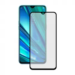 Ksix Protector de Pantalla Cristal Templado para Realme 5 Pro Negro