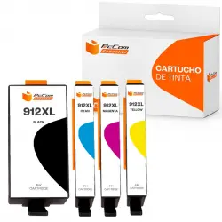 Pccom Essential HP 912XL Cartucho Tinta Compatible Negro/Cian/Magenta/Amarillo Pack 4