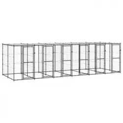 Perrera De Exterior | Jaula Para Perro | Parque Para Mascotas De Acero Con Techo 14,52 M² Cfw783921