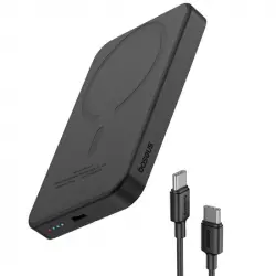 Baseus Powerbank 5000mAh con Carga Inalámbrica MagSafe 20W Negra + Cable USB-C a USB-C 30cm Negro