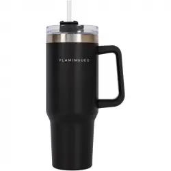 Flamingueo Vaso Térmico Negro Acero Inoxidable Bebidas Frías 24h Y Calientes 10h Capacidad 1.18l