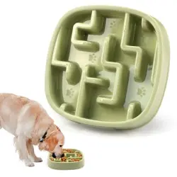 FurryFusion Comedero de alimentación lenta para perros y gatos - Verde