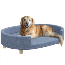 Sofá Para Perros De Poliéster Madera 100x70x25 Cm-pawhut. Azul