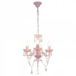 VidaXL Lámpara de Araña con Cuentas Redonda 3xE14 Rosa