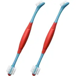 HausPets 2 cepillos dobles para perros – Limpieza 360° – Azul - Azul/Verde