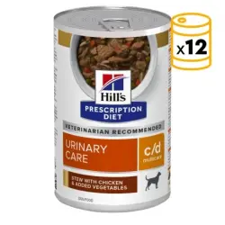 Hill's Prescription Diet c/d Urinary Care Multicare Comida Húmeda para Perros Estofado con Pollo y Vegetales, 12x354 gr