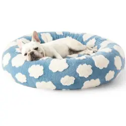 IntiMeg Cesta redonda para perros y gatos, nubes blancas - 60×60×20 cm