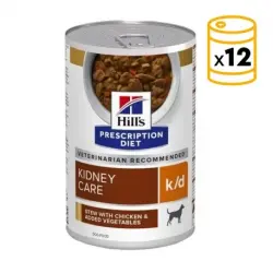 Hill's Prescription Diet k/d Kidney Care Comida Húmeda para Perros Estofado con Pollo y Vegetales, 12 x 354 gr