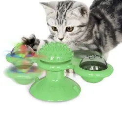 IntiMeg Molino de viento con forma de gato giratorio - Verde
